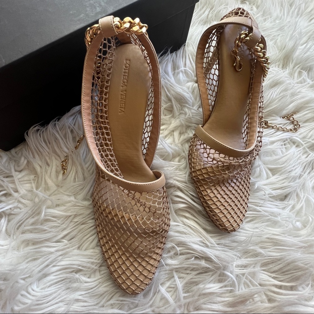 Bottega Veneta Tan Nude Mesh d’Orsay Stiletto Pumps - As Seen on Hailey Beiber - Picture 10 of 15